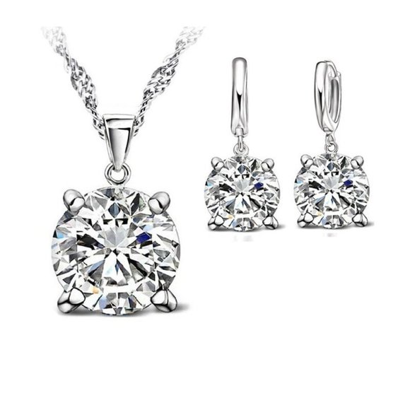 Jewelry - 🌟 Necklace And Earrings 925 Sterling Silver Bundle Drop Cute Top